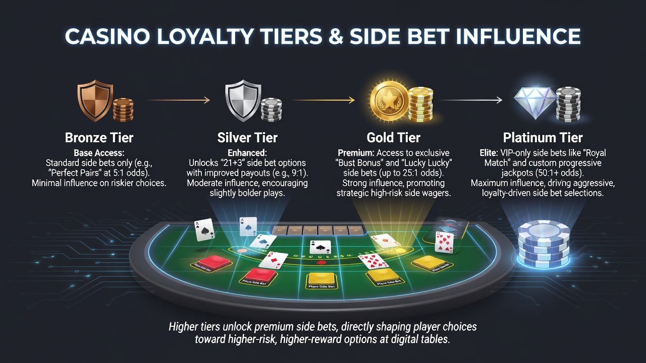 Vergleich von Loyalty-Tiers mit Einfluss auf Side-Bet-Auswahl in Blackjack-Apps