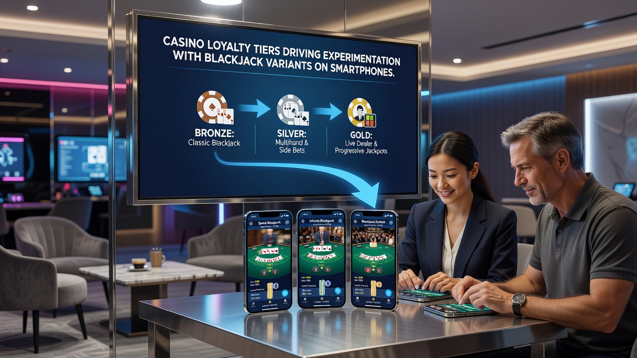 Spieler testet Blackjack-Variante auf Smartphone mit Loyalty-Belohnungen