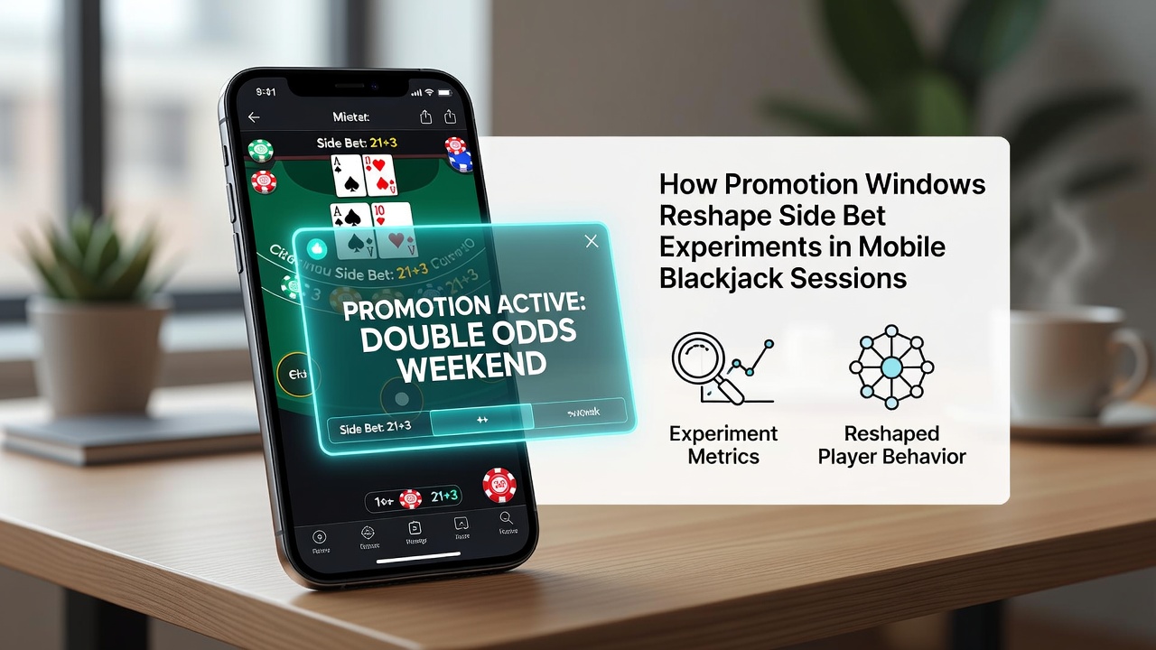 Mobile Blackjack Session mit aktiven Promotion-Fenstern und Side-Bet-Optionen auf einem Smartphone-Display